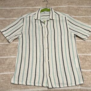 Zara Crochet-Style Button-Through with Green and Teal stripes
